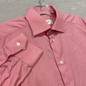 ETON Dress Shirt Mens 15 1/2, 39 Slim Fit Pink Subtle Tiny Dot Pattern 15.5